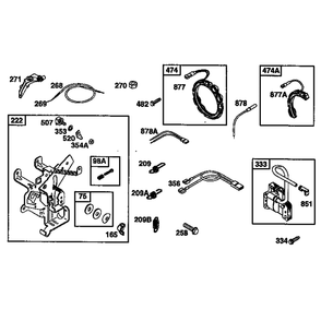 Bracket Control Diagram and Parts List for 19E400-19E499 1132 Briggs and Stratton Engine